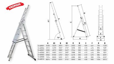 Drabina przemysłowa 150kg 3 elementy x 10stopni Stalco