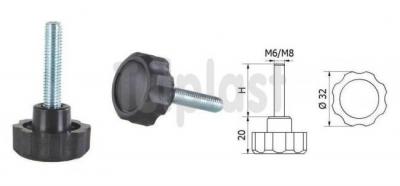 Pokrętło z trzpieniem gwintowanym pok 01 fi 32 m6*35 672