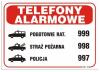 Tablica 25*17.5cm telefony alarmowe