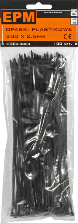 Opaski plastikowe pa6.6 100szt. czarne 100*2.5