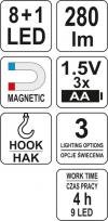 Latarka warsztatowa 2w1 led magnet 3xaa