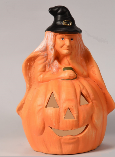 Czarownica na dyni ceramiczna figurka Halloween