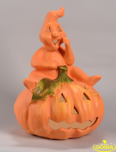 Dynia z duszkiem figurka ceramiczna Halloween