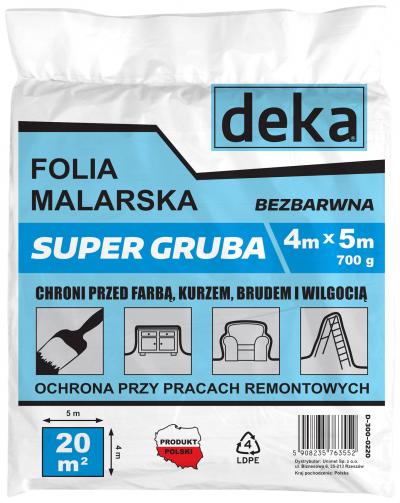 Folia malarska super gruba bezbarwna 4*5m 700g              