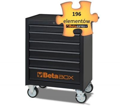 Wózek narzędziowy z 6 szufladami czarny c04box+196 narzędzi 