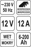 Prostownik elektroniczny 12v 12a 6-200a                     