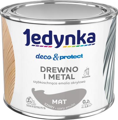 Jedynka deco&protect drewno i metal mat szary 0,2l          