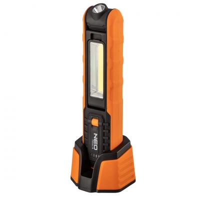 Lampa warsztatowa akumulatorowa 500 lm cob + latarka + baza 