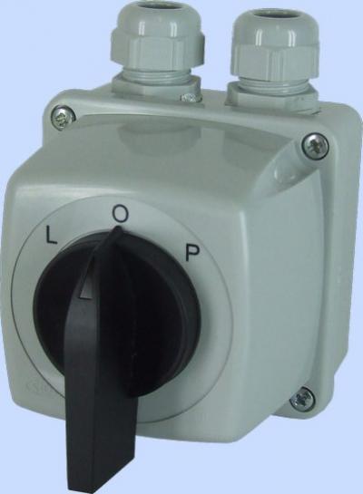łącznik krzywkowy l-0-p 3p 16a ip44 łuk e16-43 w obudowie   