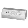 Gniazdo meblowe 2x2p+z+2xusb biało-srebrne                  