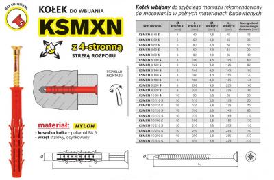Kołek szybki montaż ksmxn 6*60mm                            
