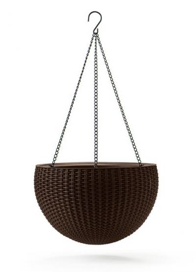 Doniczka wisząca keter rattan 8.6l - brąz                   