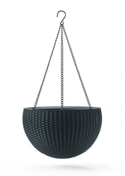 Doniczka wisząca keter rattan 8.6l - grafit                 