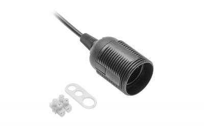 Oprawka e27 z przewodem i kostką 240v 60w, 2x0,75mm2 czarna 