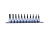 Kpl.nasadek torx z otworem 3/8'' 11części t8-t50 szyna      