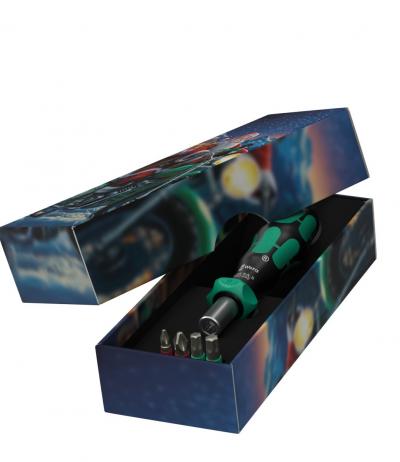 Wkrętak kraftform z grzechotką + bity 5 cz. opk. świąteczne 