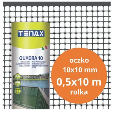 Siatka pvc quadra 10 grafit 0.5m*10mb oczko 10mm            