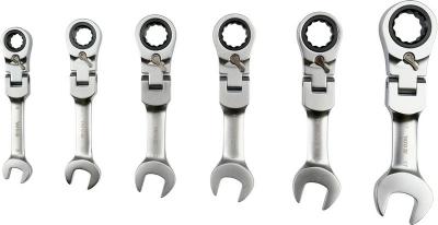 Zestaw kluczy z grzechotką i przegubem, krótkie 8-19mm, 6szt