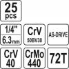 Zestaw narzędziowy 1/4'''' 25 sztuk xs